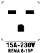 A picture of a "15A 230V" icon